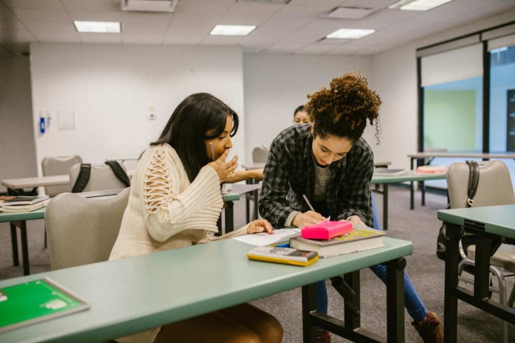 Students working together in a classroom