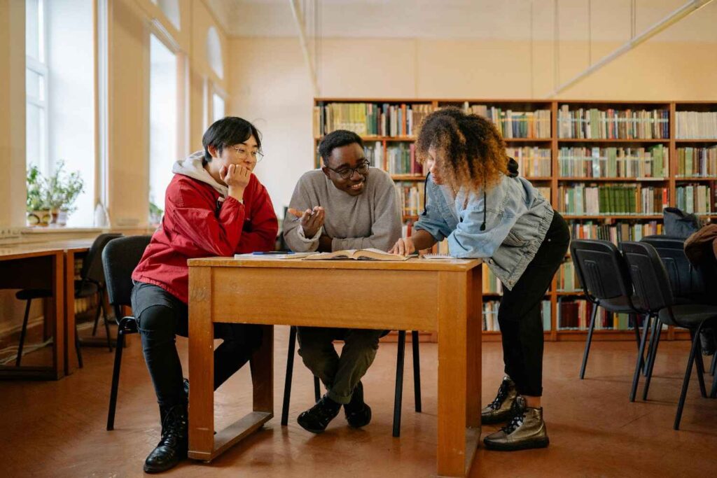 students studying inside the library
